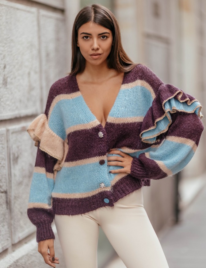 VICOLO CARDIGAN  TRICOLOR
