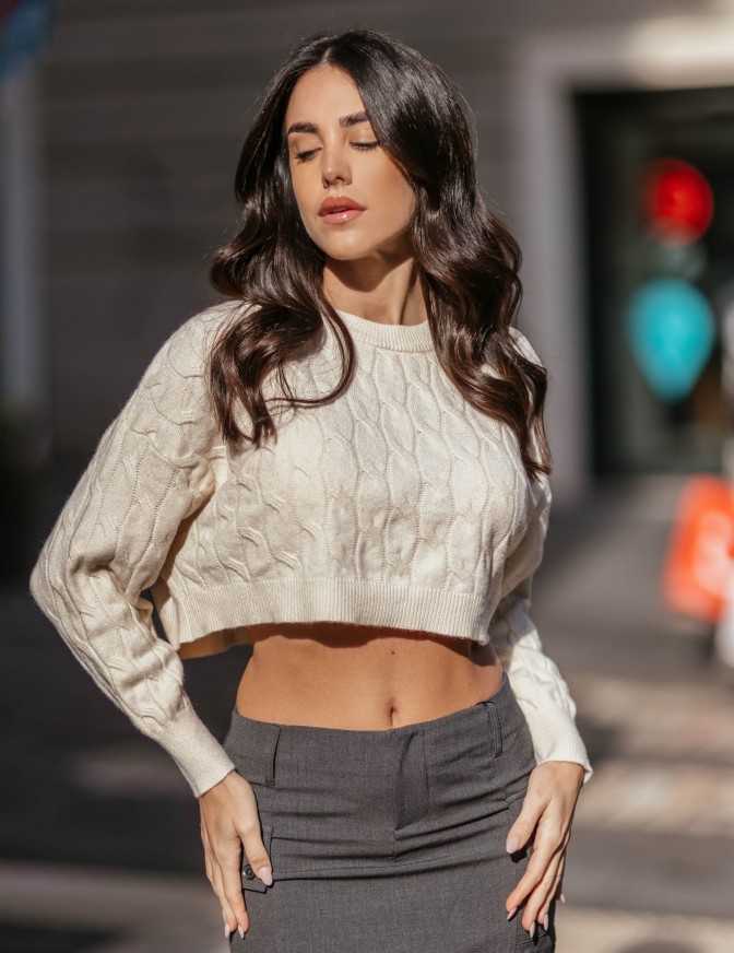 HAVEONE MAGLIA  CROP TRECCINE