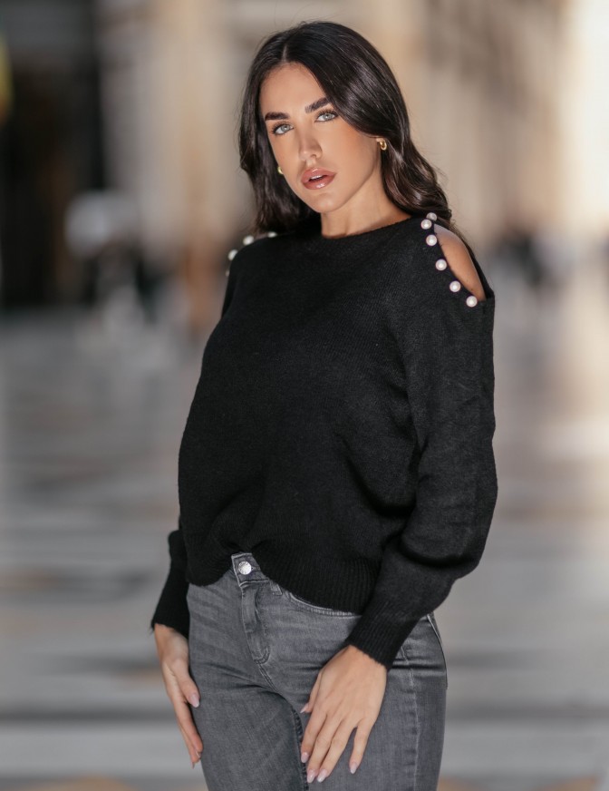 HAVEONE MAGLIA  CUT OUT PERLE