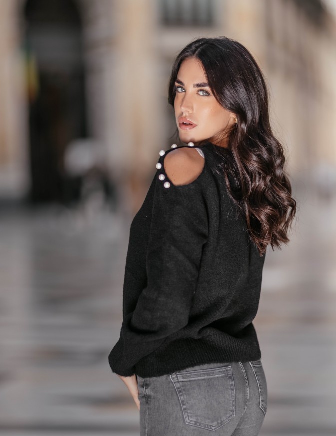 HAVEONE MAGLIA  CUT OUT PERLE