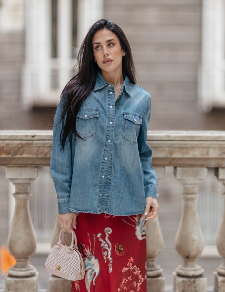 VICOLO CAMICIA  DENIM TASCHE