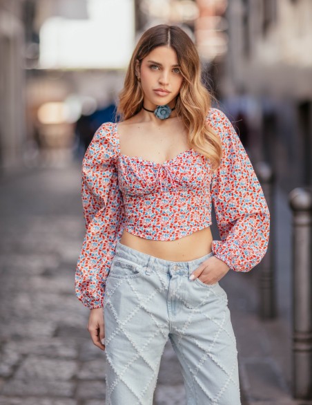 GLAMOROUS TOP  CROP CHERRY