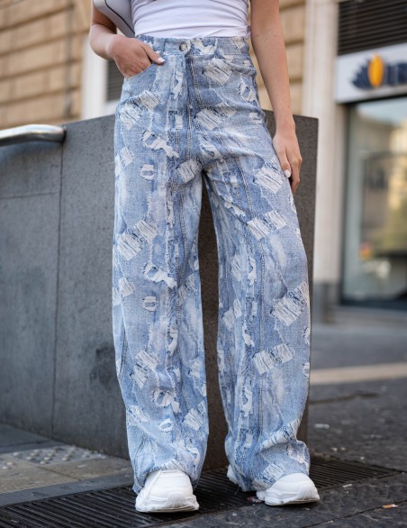 VICOLO PANTALONI  STAMPA DENIM