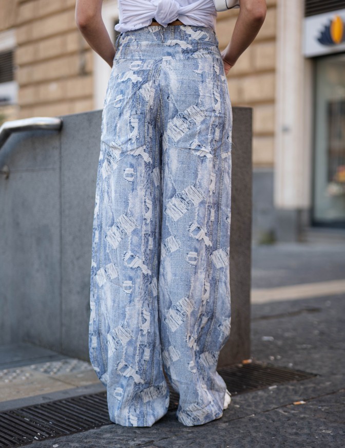 VICOLO PANTALONI  STAMPA DENIM