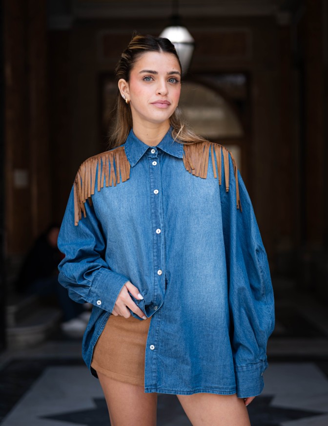 VICOLO CAMICIA  DENIM WESTERN