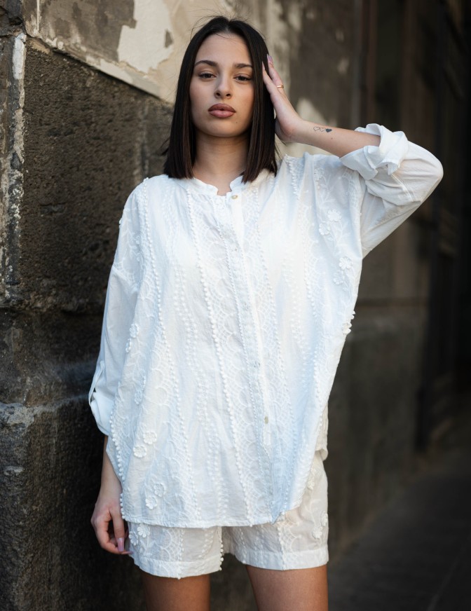 CAMICIA  HAVEONE RICAMO FIORI