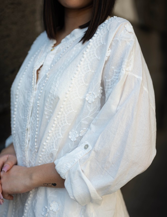 CAMICIA  HAVEONE RICAMO FIORI